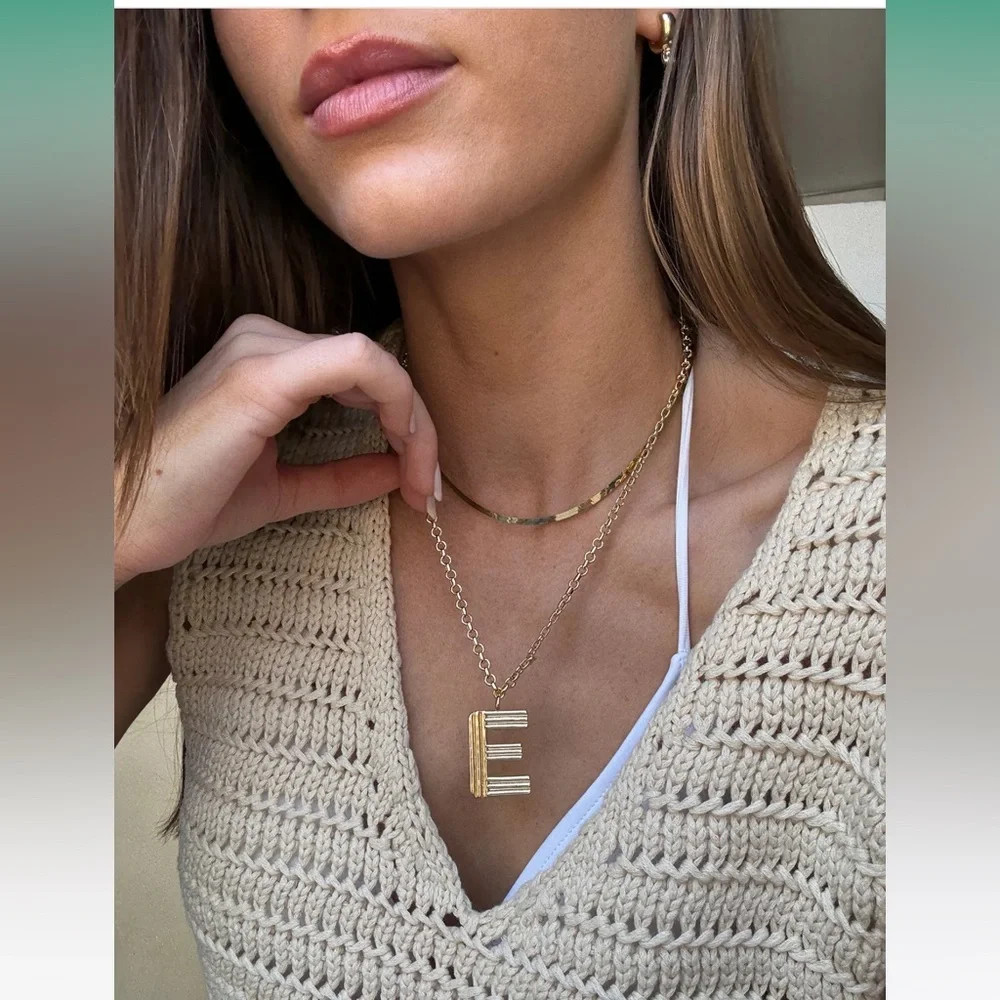 BaubleBar Retro Letter Initial “E” Necklace